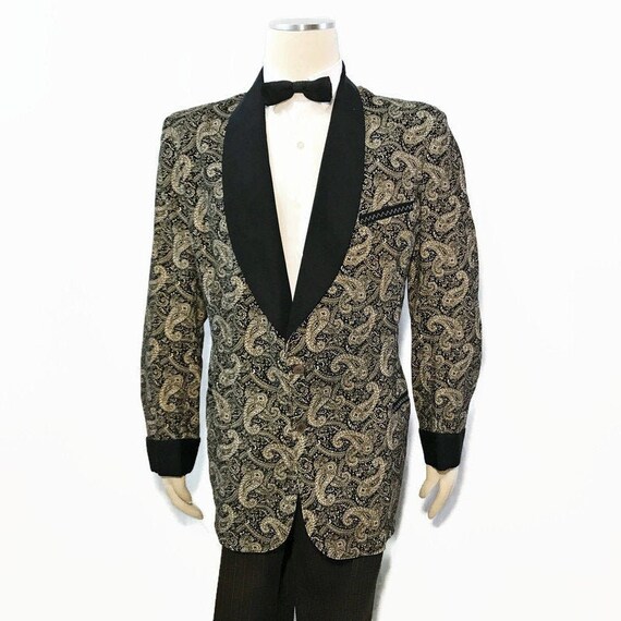 Vintage 50s 60s Dinner Jacket Paisley Corduroy Tux