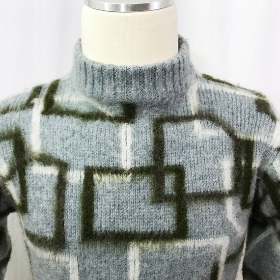 Vintage 60s Mohair Sweater MCM Geometric design W… - image 3