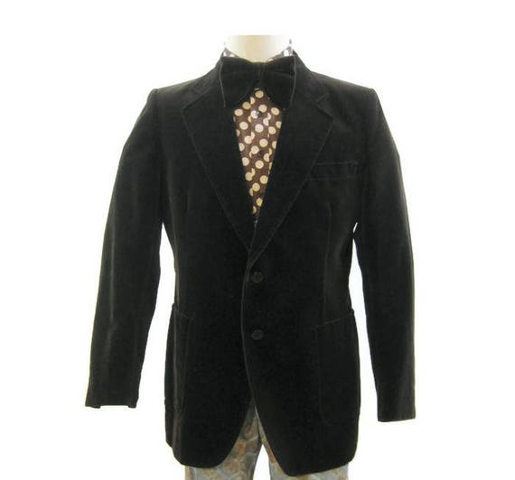 Vintage 70s Jacket Men's Brown Velvet Fitted Disco