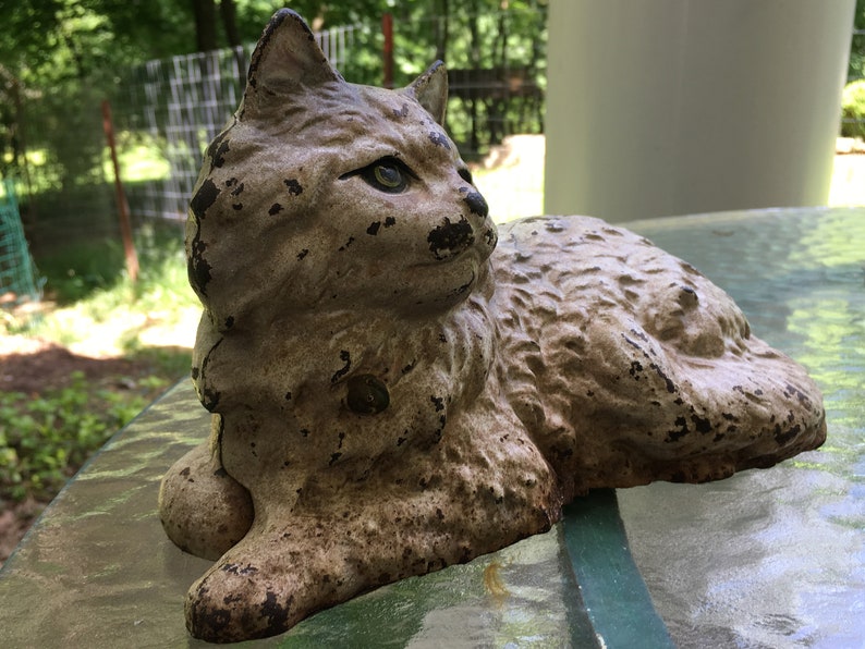 HUBLEY CAT Cast Iron Kitty White Fireside Windowsil Doorstop Etsy
