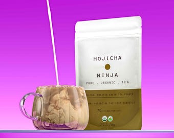 Organic Hojicha Roasted Green Tea Powder, Smoky Nutty Flavor