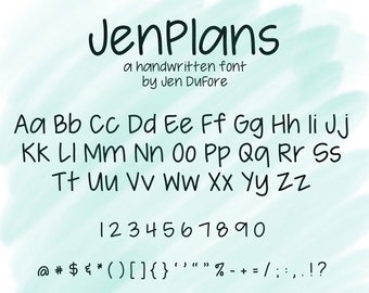 JenPlans Font - Instant download - Handwritten font for crafts, stickers, classrooms, and more! TTF download