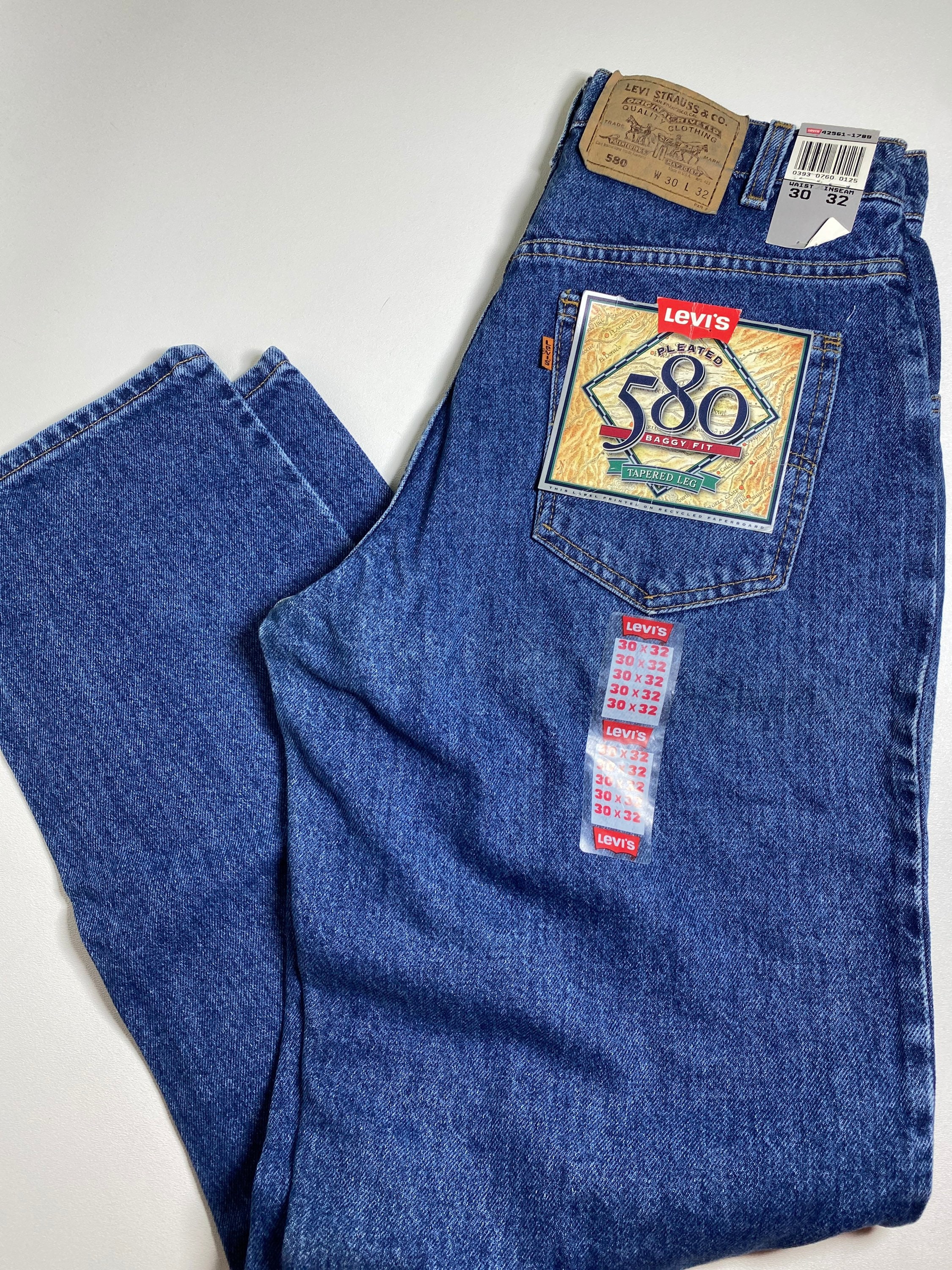 Vintage Levis 580 Baggy Pleated Jeans 30x32 NWT Made in USA - Etsy