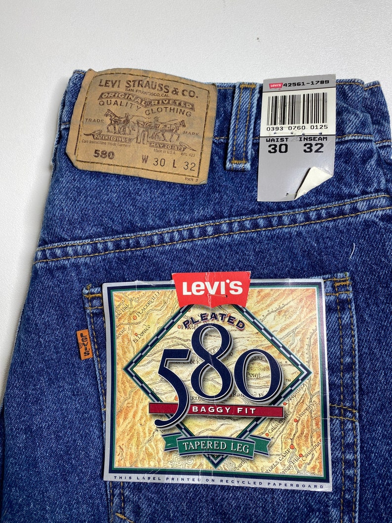 Vintage Levis 580 Baggy Pleated Jeans 30x32 NWT Made in USA - Etsy