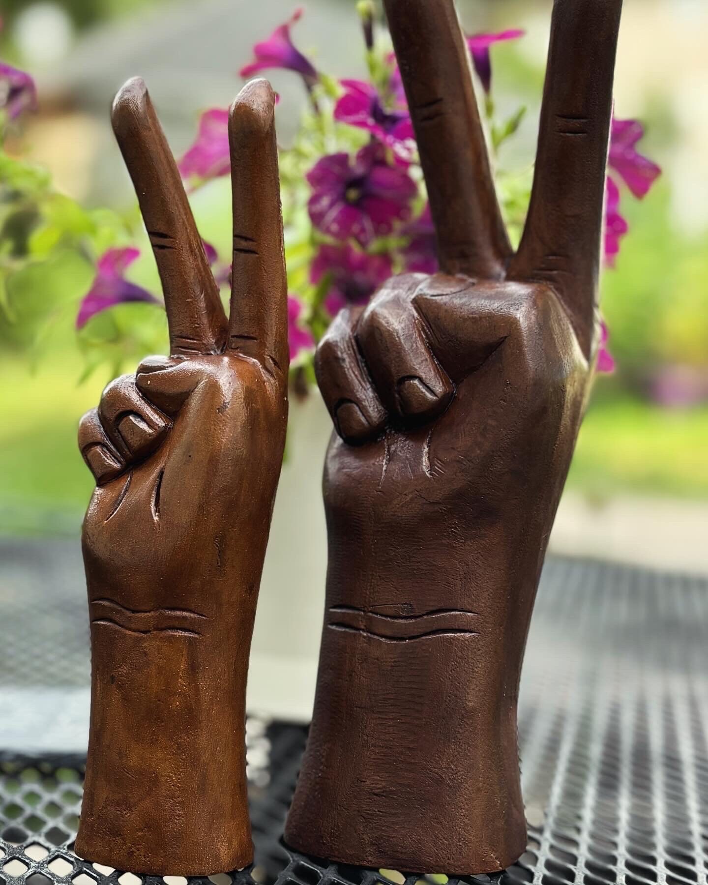 Wooden Peace Sign Figurine ピースサイン ビンテージ 置物