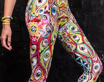 Psychedelic Leggings, Psychedelic Clothing Women, Rave Leggings, Festival Leggings, Trippy Leggings, Rave Clothing Women, African Leggings