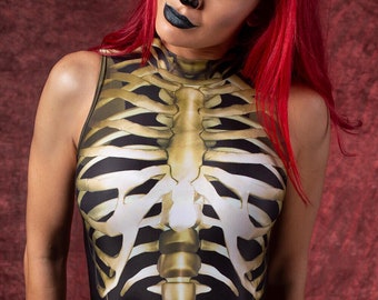 Sleeveless Skeleton Bodysuit, Sleeveless Catsuit Costume, Skeleton Costume Women, Full Body Halloween Bodysuit, Sexy Skeleton Catsuit Women