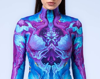 Festival Costume Woman, Rave Bodysuit Woman, Festival Outfit Women, Psychedelic Bodysuit, Rave Clothing Woman, Rave Outfit, Disco Costume