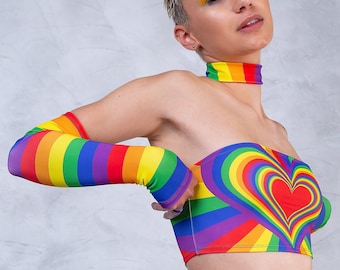 Festival Top Women, Pride Top, Rave Bralette, Pride Crop Top, Rave Tank Top, Festival Bralette, Halter Neck Bralette, Rave Top
