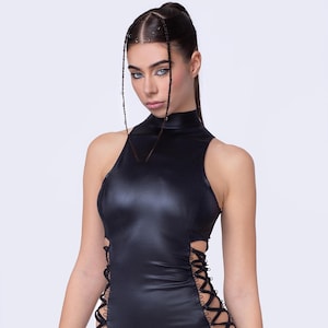 Vestido largo de festival para mujer, vestido negro sexy para mujer, vestido de fiesta rave, atuendo sexy de festival para mujer, vestido sexy para mujer, vestido rave para mujer