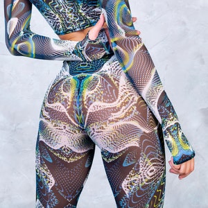 Mesh Leggings, Mesh Pants, Psychedelic Mesh Leggings, Transparent Leggings, Psychedelic Leggings, Mesh Leggings Women, Festival Pants