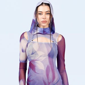 mesh dress with hood Hooded Mesh Dress  Kalimera