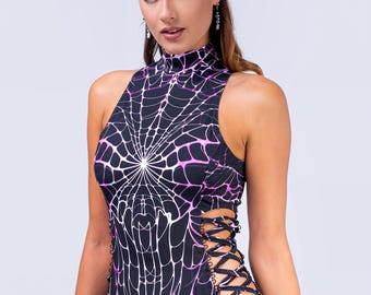 Halloween Criss Cross Slit Dress, Black Mesh Maxi With High Cut, Sexy Women Festival Outfit, Gothic Party Costume, Sheer Rave Gown
