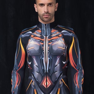 Adult Festival Costume, Robot Bodysuit Men, Cyber Male Bodysuit, Festival Costume, Men Costume, Sexy Bodysuit Man, Rave Unique Male Costume