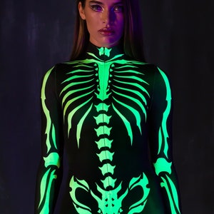 Body réactif à la lumière UV, déguisement réactif à la lumière noire, déguisement vert néon, déguisement d'halloween, déguisement d'Halloween pour femme, vêtements d'Halloween
