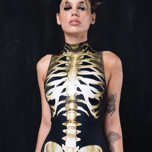 Sleeveless Skeleton Bodysuit, Sleeveless Catsuit Costume, Skeleton Costume Women, Full Body Halloween Bodysuit, Sexy Skeleton Catsuit Women