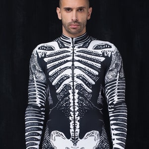 Skeleton Male Bodysuit, Halloween Costumes Men, Male Skeleton Costume, Mens Halloween Costume, Halloween Costumes, Halloween Bodysuit Men
