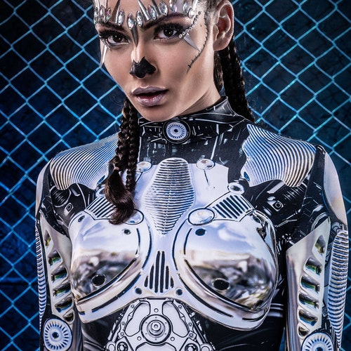 Rave Clothing Women, Rave Outfit, Robot Costume Women, Festival Clothing, Sexy Cosplay Costume, Robot Bodysuit, Rave Bodysuit, Sexy Rave Set
