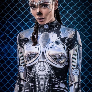 Festival Costumes For Women, Futuristic Clothing, Rave Costume For Women, Robot Costume, Robot Couple Costumes, Festival Costumes Women