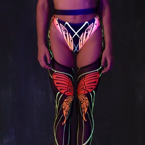 Neon Light Sexy Chaps, Mesh Festival Chaps, Mesh UV Light Reactive Festival Pants, Rave Sheer Pants, Transparent Outfit, Festival Costume
