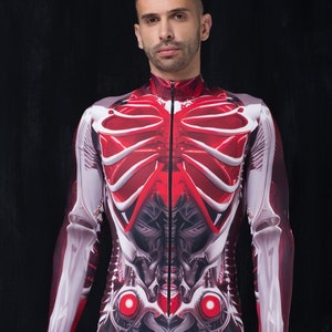 Halloween Costume Man Unique, Skeleton Bodysuit, Halloween Costumes Men, Robot Skeleton Costume, Halloween Costumes, Halloween Bodysuit Men