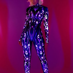 Festival Neon Costume, Rave Bodysuit Women, UV Light Reactive Costume, Festival Disco Costume Women, Neon Costume, Rave Party Costume Woman
