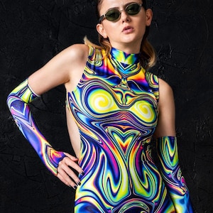 Psychedelic Catsuit, Sexy Rave Catsuit, Pole Dance Costume, Aerial ...