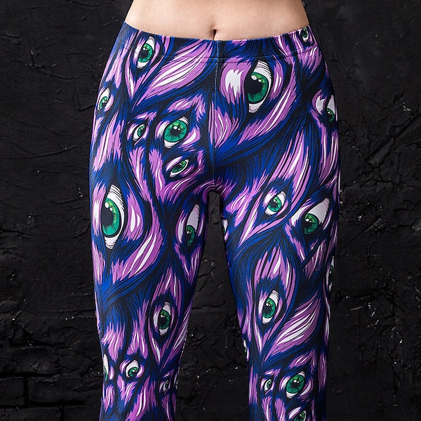 Purple Leggings, Creepy Cute Leggings, Cosplay Leggings, Pastel Goth Clothing, Funky Leggings, Printed Leggings Women, Funny Leggings