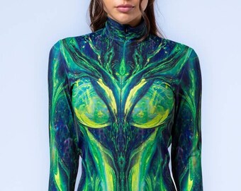 Rave Bodysuit Woman, Festival Costume Woman, Burning Man Outfit, Psychedelic Bodysuit, Rave Clothing, Festival Outfit Women, Rave Outfit