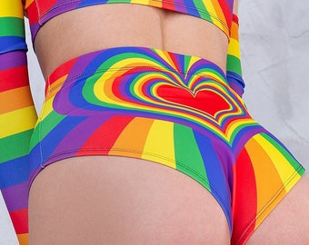 Rave Shorts, Pride Shorts, Festival Shorts, Pride Outfit, Burning Man Outfit, Festival Outfit, Festival Top Women, Rave Set, Pride Set