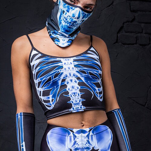 Full Halloween Costume Women Skeleton Top Skeleton Mask Etsy