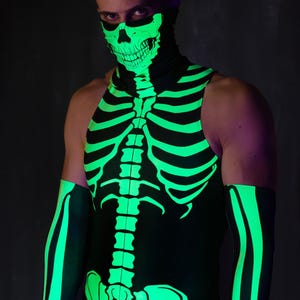 Neon Green Jumpsuit, UV Light Reactive Costume, Cyber Costume, Matching Costumes, Halloween Costumes for Men, Halloween Costume Men, BADINKA