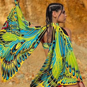 Fairy Mesh Wings, Festival Women Wings, Mesh Wings Woman, Rave Fairy Outfit For Women, Unique Women Costume, Mesh Fairy Wings For Woman