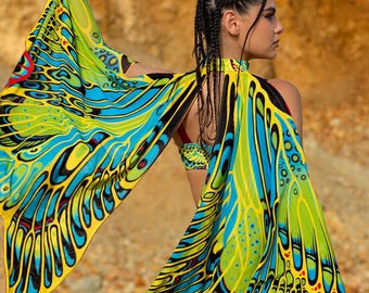 Fairy Mesh Wings, Festival Women Wings, Mesh Wings Woman, Rave Fairy Outfit For Women, Unique Women Costume, Mesh Fairy Wings For Woman