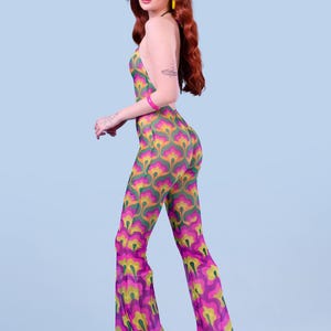 Halter Hippie Romper, Hippie Bell Bottoms Romper Women, Boho Halter Romper, Boho Rave Roper Women, 80's Fashion Women, Boho Chick Clothes image 5