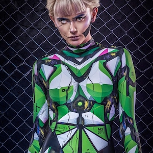 Robot Costume, Cyberpunk Halloween Costume, Sci-Fi Costume Women, Futuristic Costume, Cosplay Halloween Costume for Women Cyberpunk Bodysuit