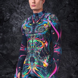 Male Bodysuit, Men&#39;s Rave Clothing, Festival Outfit Men, LGBTQ clothing, Burning Man Clothing Men, Festival Leotard Men, Sexy Man Bodysuit