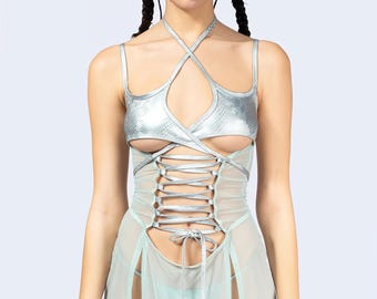 Mesh Rave Dress, Geometric Print, Festival Outfit - Etsy