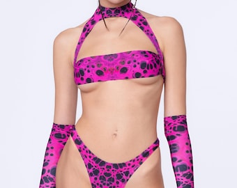 Haut sexy festival pour femme, Haut psychédélique pour femme, Haut à découpes rave, Haut à poitrine ouverte découpée, Haut de festival, Top rave pour femmes, Tenue rave pour femme