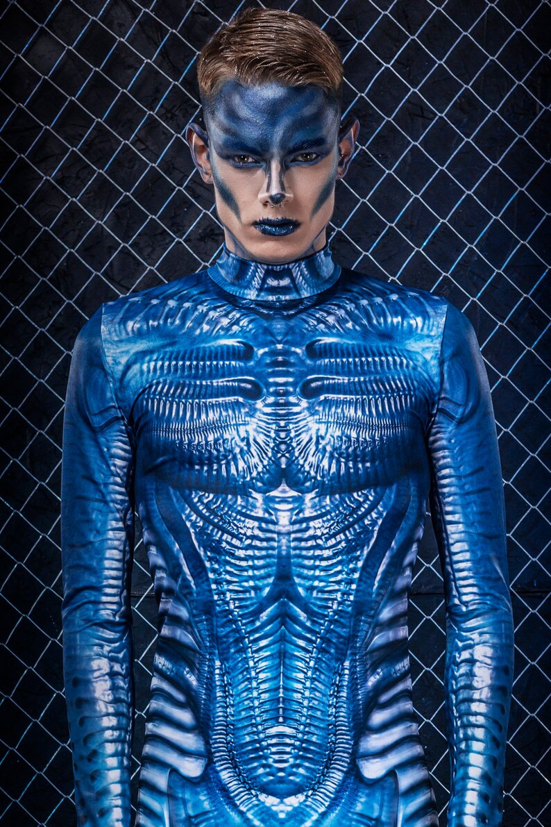 Men/'s Halloween Costume Blue Alien Costume Men Halloween 2019 Adult Costumes for Men Halloween Costume Men Sci-Fi Halloween Costume Men