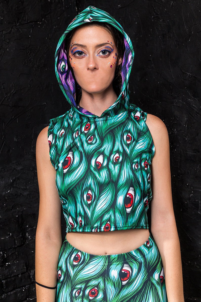 Rave Clothing EDM Festival Clothing Tribal Crop Top Hooded Etsy