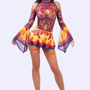Fairy Cheeky Flared Set, Mesh Rave Flared Bodysuit, Mesh Fairy Set, Psychedelic Wear, Festival Flared Bodysuit, Mesh Fairy Set for Woman