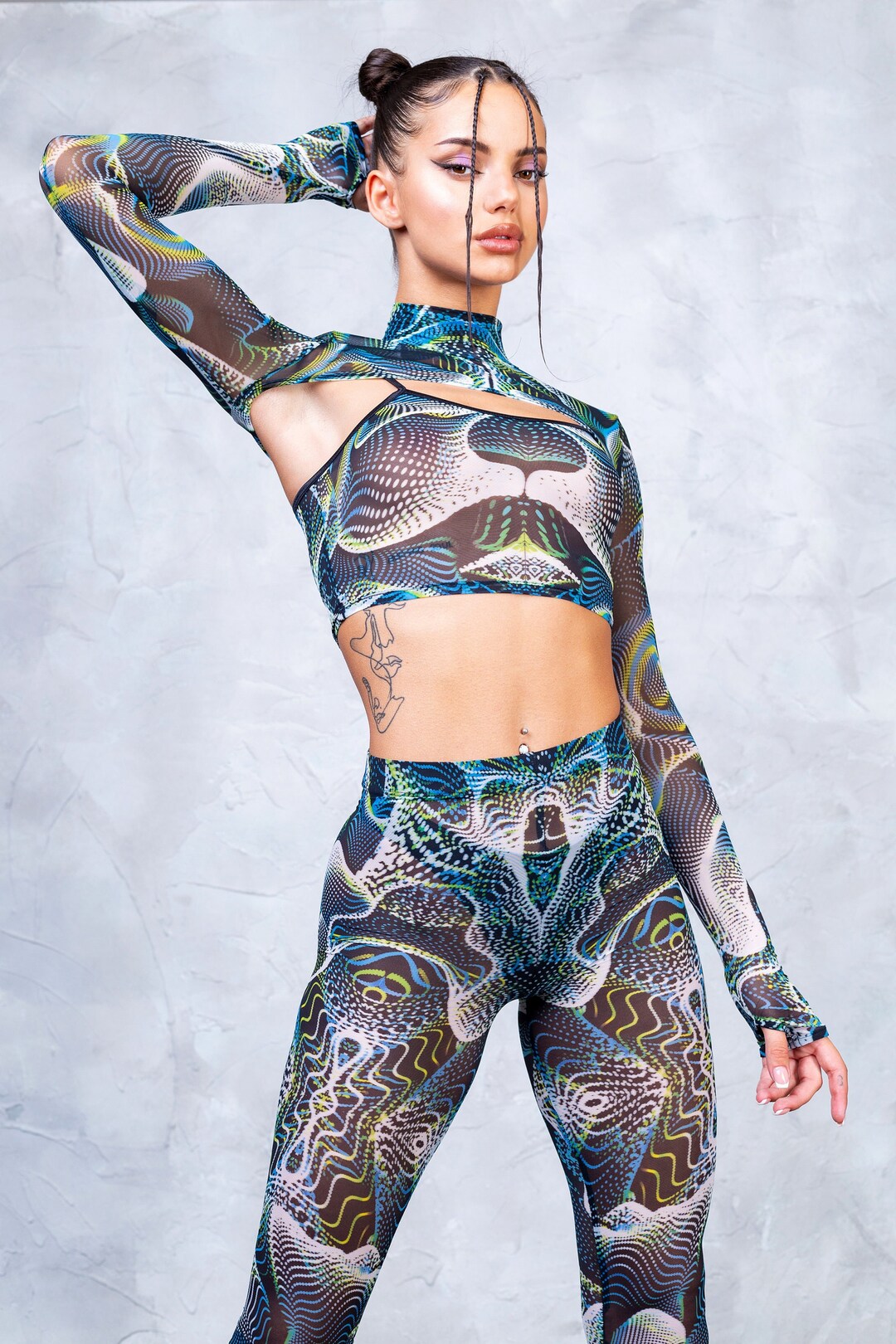 Transparent Top, Rave Crop Top, Mesh Shrug Top, Mesh Bolero, Festival Bolero, Long Sleeve Top