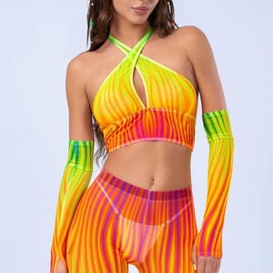 Festival Top Woman, Mesh Top, Rave Outfit, Festival Set, Rave Clothing, Mesh Crop Top, Transparent Long Sleeve Top, Festival Outfit Woman
