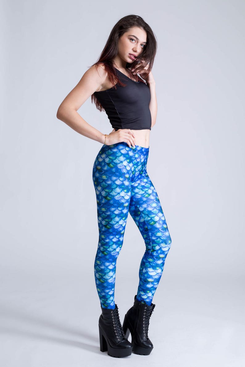Mermaid Leggings Women Nautical Leggings Nautical Clothing Etsy