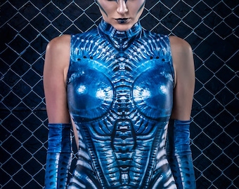 Costume da alieno da donna, tuta sexy per Halloween, body sexy per Halloween, costume da donna per Halloween, costume da adulto per Halloween, costume da fantascienza