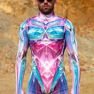 Tuta da festival maschile, abbigliamento da rave maschile, costume da rave maschile, costume da festival, abbigliamento da rave maschile, tuta Burning Man, costume da discoteca maschile