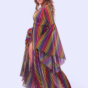 Pride Mesh Duster, Rainbow Duster, Festival Robe, Pride Unisex Duster, Colorful Pride Duster, Rave Duster, Pride Outfit, Transparent Duster