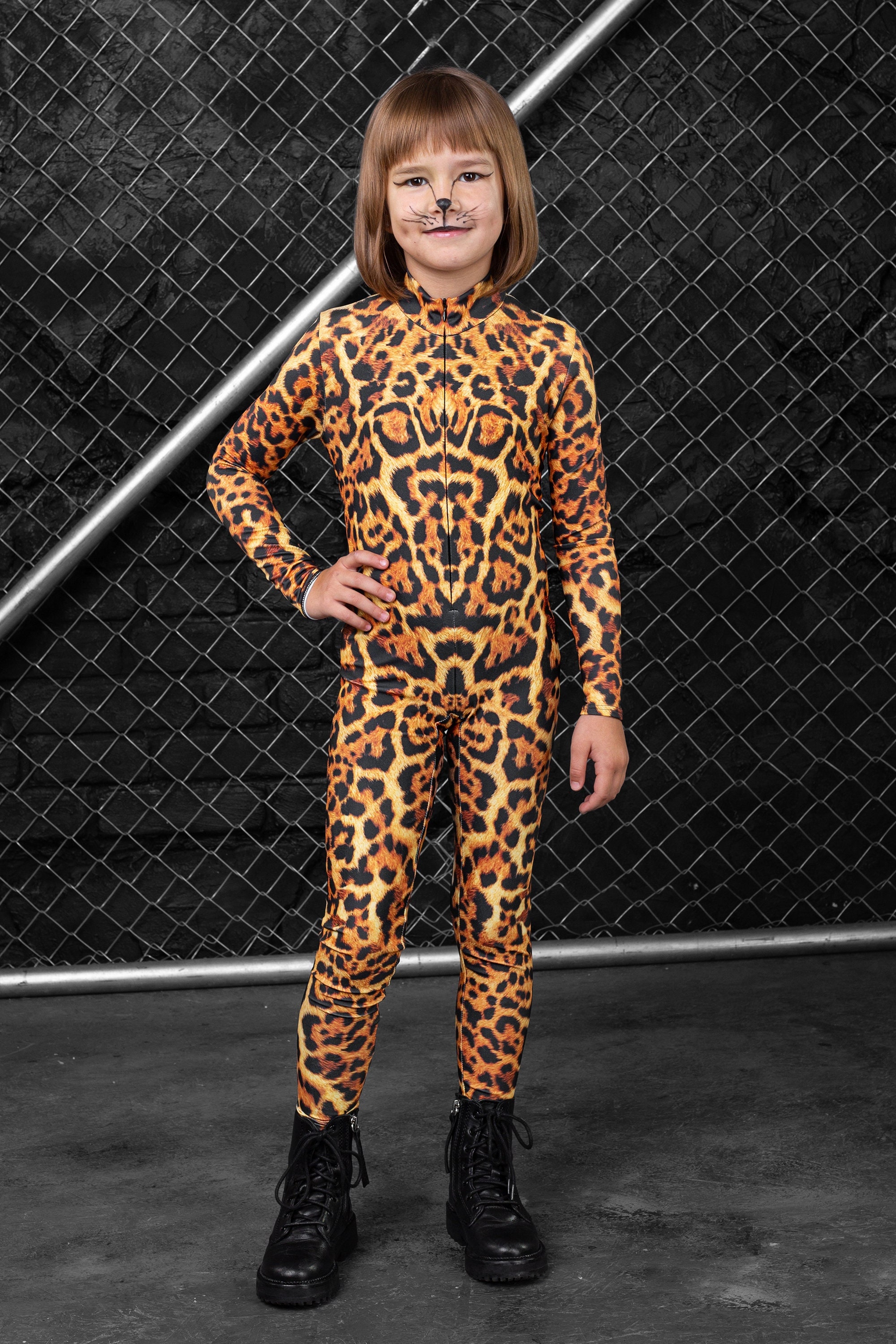 Accessoires de léopard pour enfants avec masque, collier ras du cou et  gants sans doigts, noir/brun, taille unique, paq. 4, accessoires de costume  à porter pour l'Halloween