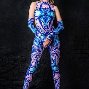 Festival Clothing, Womens Unitard, Psychedelic Clothing, Rave Catsuit, Trippy Clothing, Rave Bodysuit, Cosplay Costume, Psychedelic Catsuit